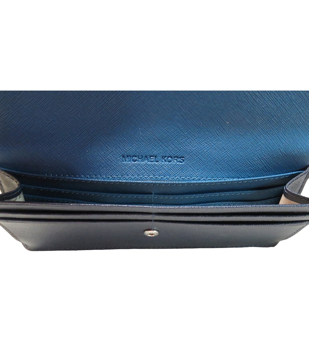 Michael Kors Navy Blue Saffiano Leather Jet Set Travel Flat Wallet