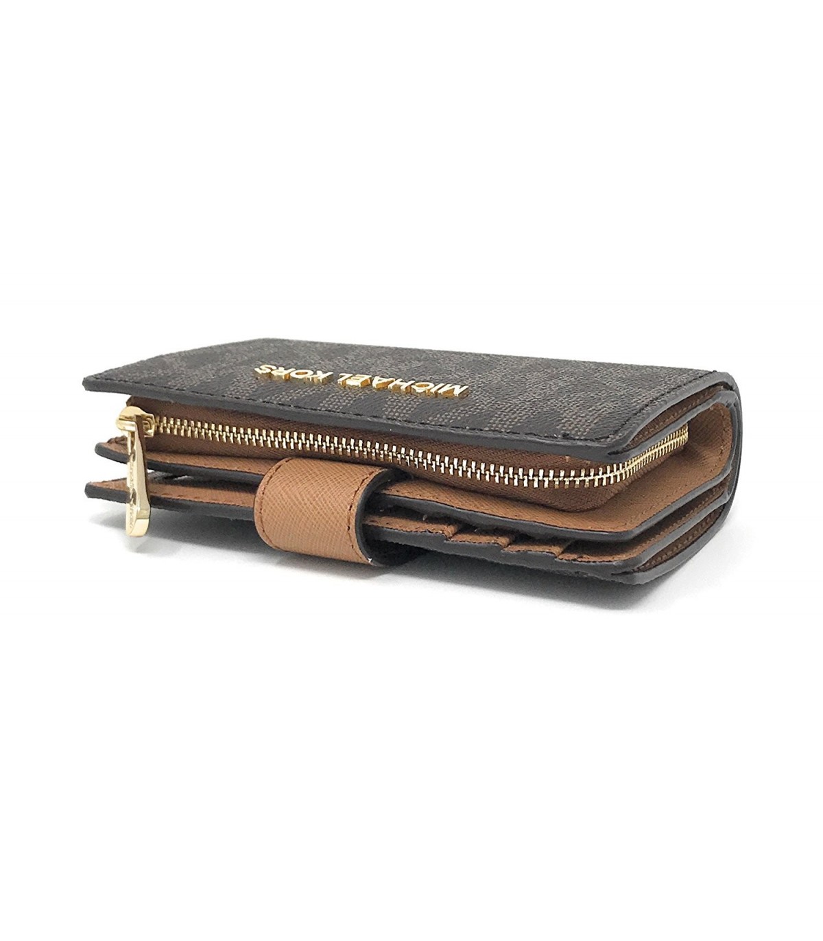 michael kors jet set travel pvc signature bifold zip coin wallet clutch